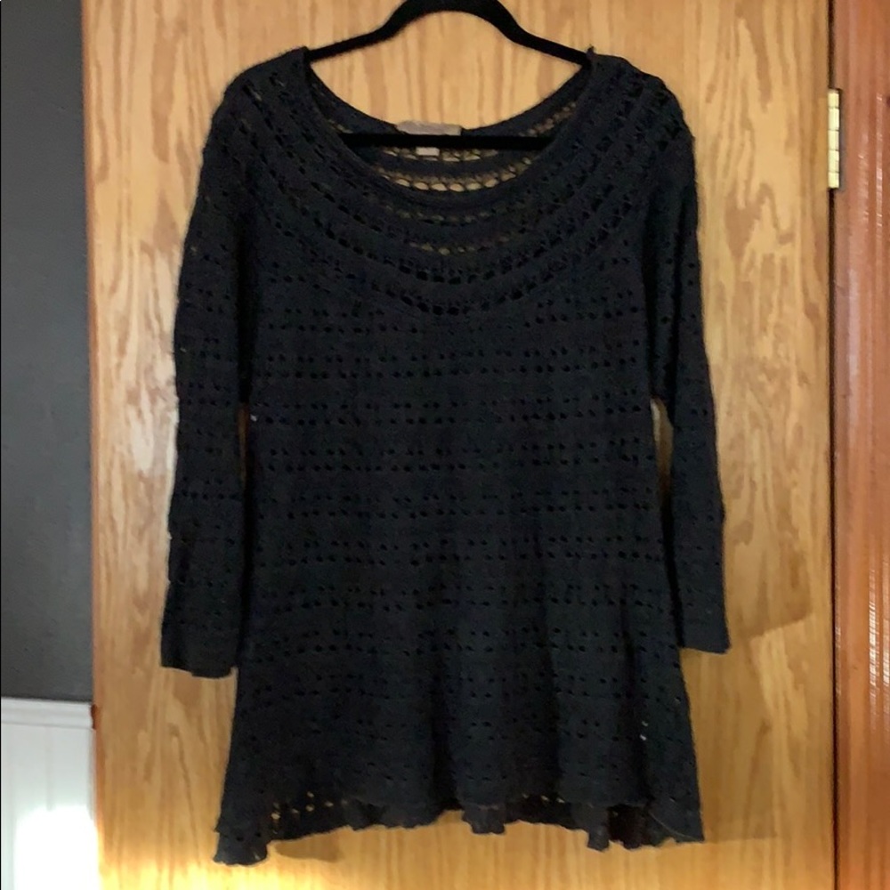 Tunic lace knit sweater